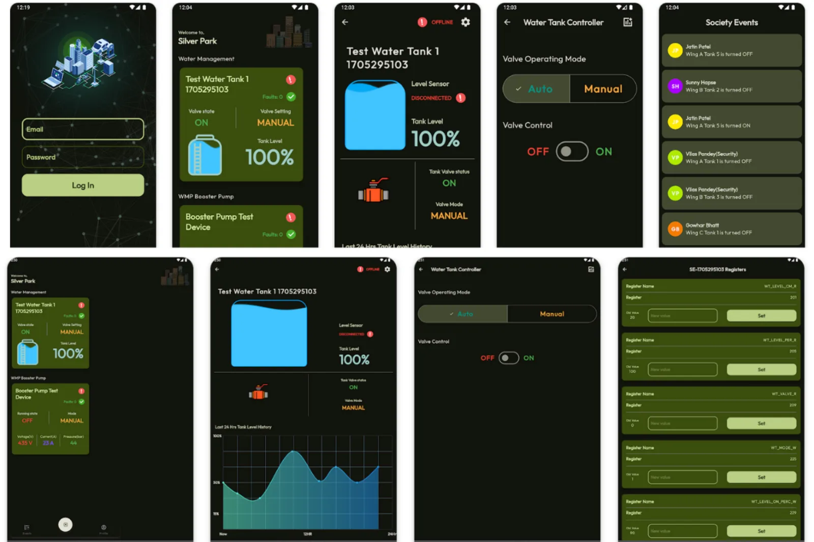 BMS app screens