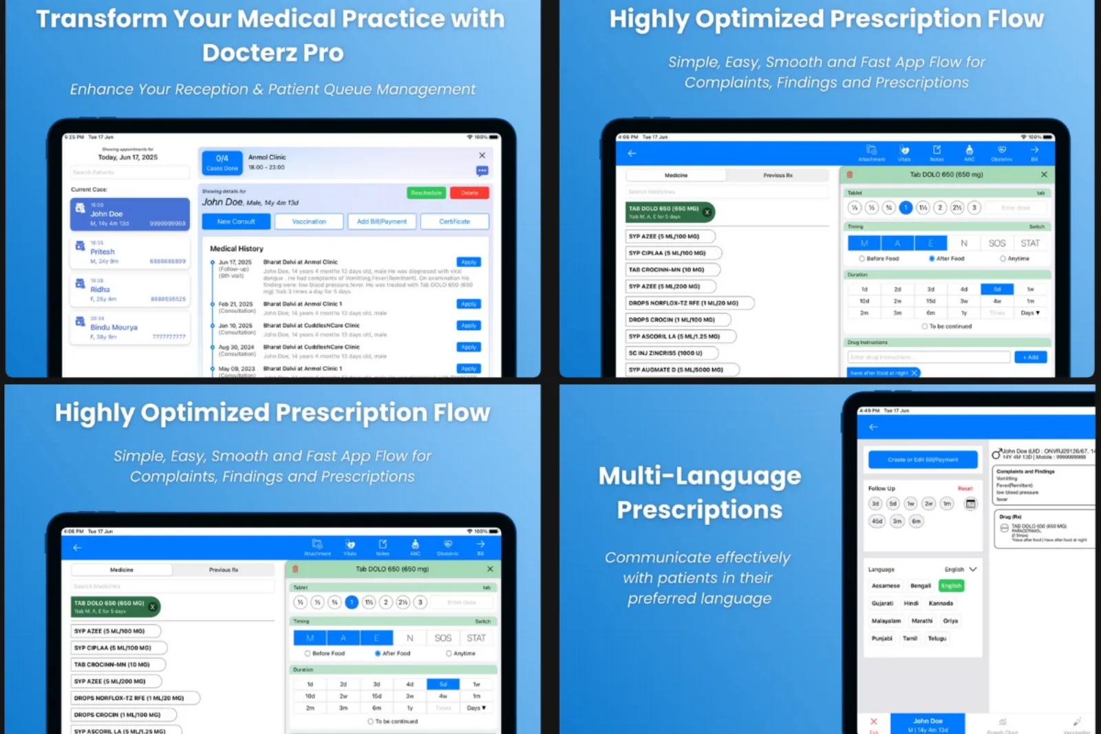 Docterz Pro app screens